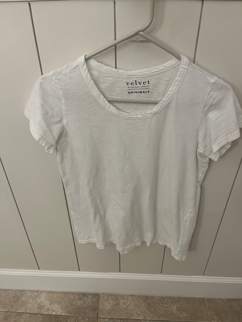 Velvet by Graham & Spencer White Slub Cotton Crew Tee